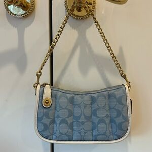 Coach jacquard denim shoulder bag
